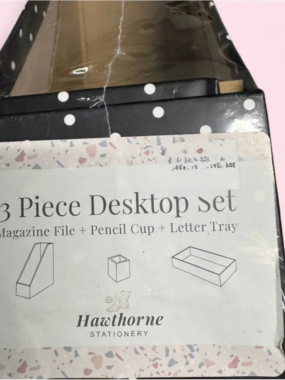 Black Polka Dot 3-Piece Desktop Set